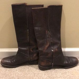 J. Crew dark brown leather half zip boot